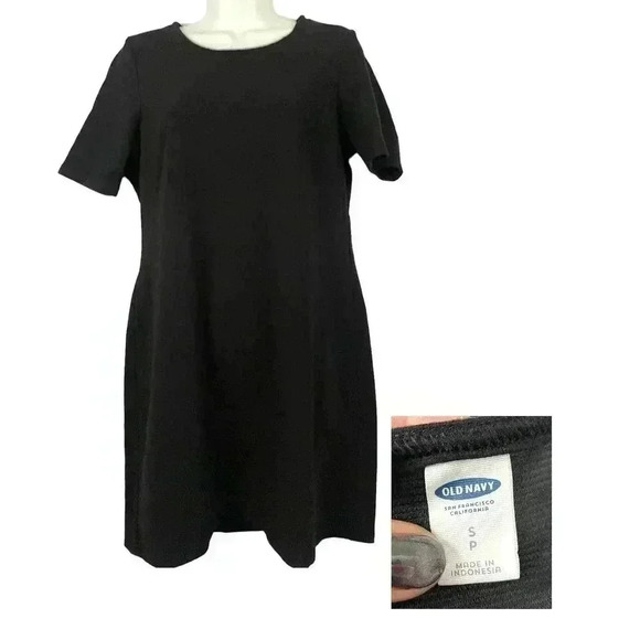 Old Navy Black Shift Dress SMALL Back Zip - Picture 1 of 10